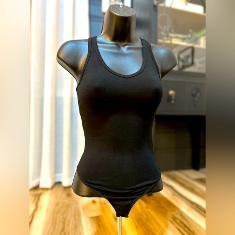 Black racer back bodysuit, size S
